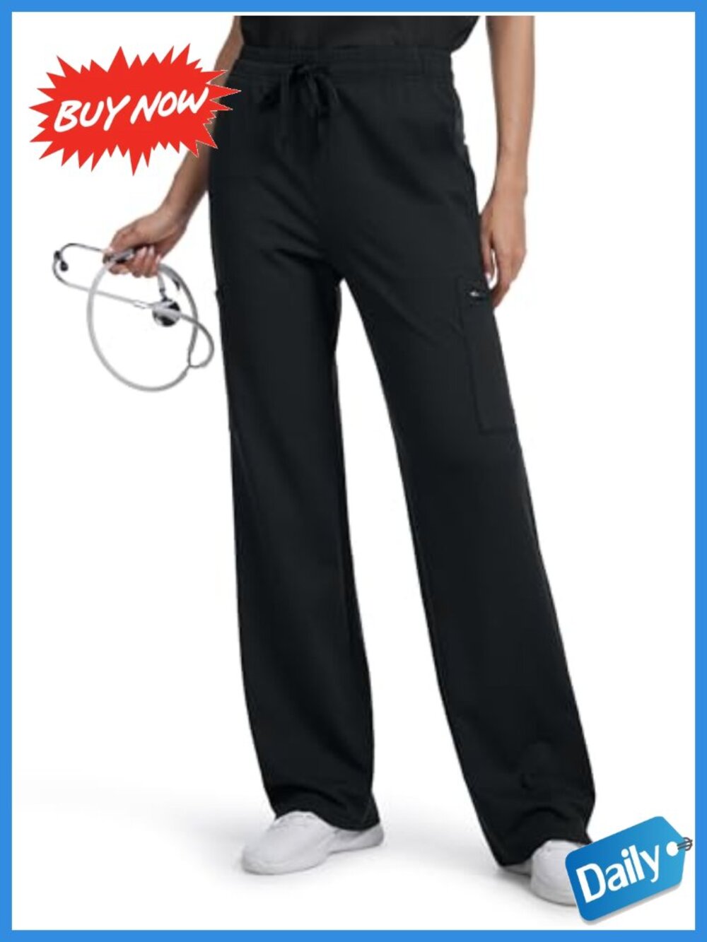 Wide Leg Scrub Pants High Rise Straight Leg Yoga Uniform 7 Pockets